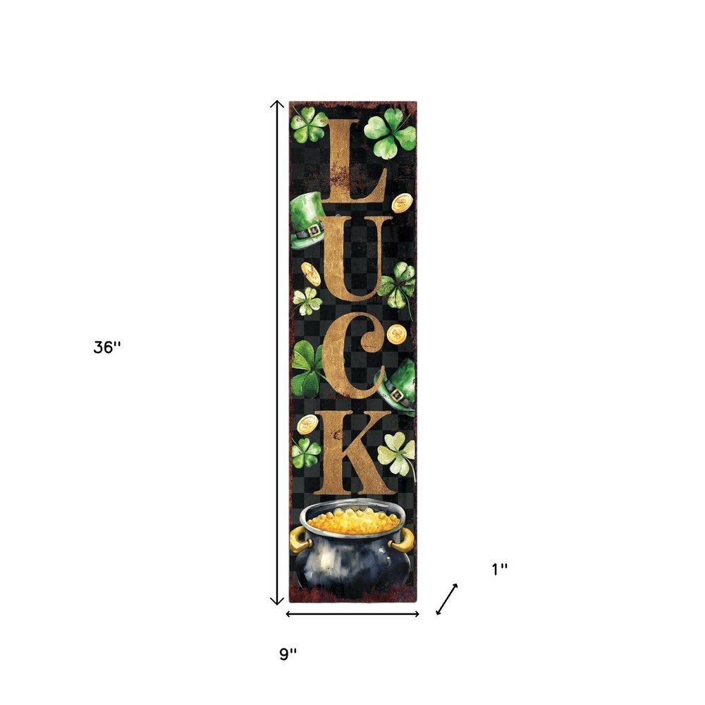 36" Black Gold And Green St Patrick's Day Solid Wood Porch Sign HomeRoots
