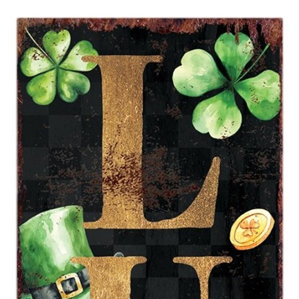 36" Black Gold And Green St Patrick's Day Solid Wood Porch Sign HomeRoots