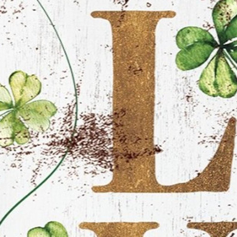 36" White Gold And Green Solid Wood So Very Lucky Porch Sign HomeRoots