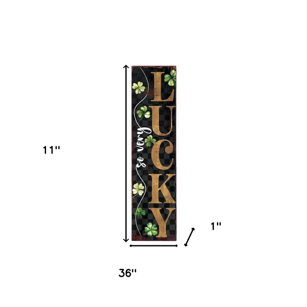 36" Black Gold And Green Solid Wood Luck St Patrick's Day Porch Sign HomeRoots