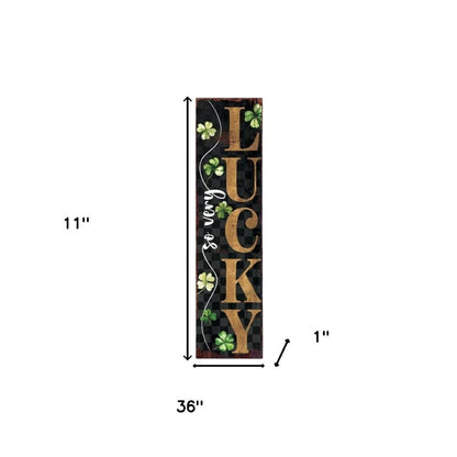 36" Black Gold And Green Solid Wood Luck St Patrick's Day Porch Sign HomeRoots