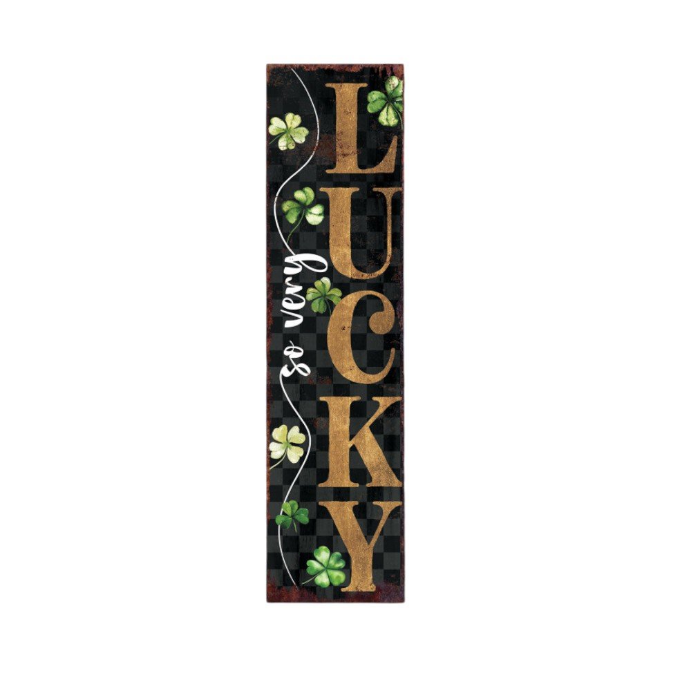 36" Black Gold And Green Solid Wood Luck St Patrick's Day Porch Sign HomeRoots