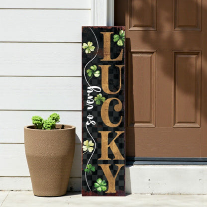 36" Black Gold And Green Solid Wood Luck St Patrick's Day Porch Sign HomeRoots