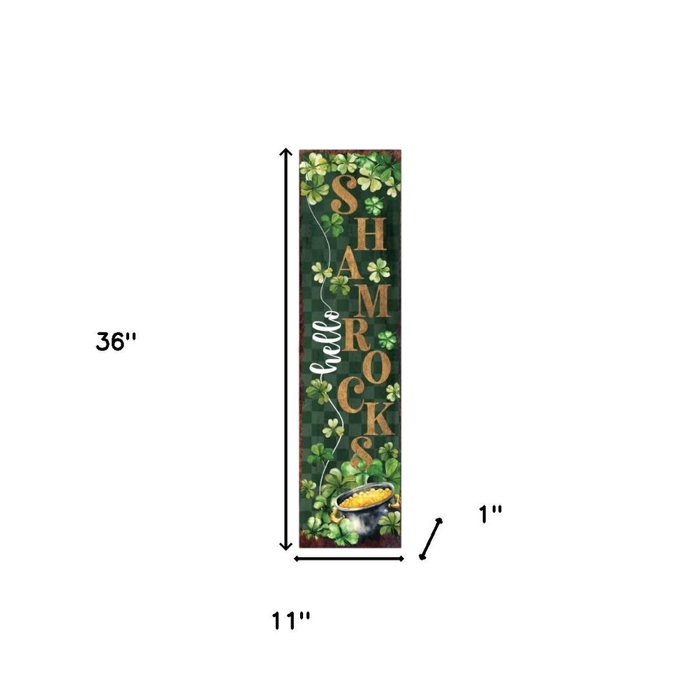 36" Black Gold And Green St Patrick's Day Solid Wood Porch Sign HomeRoots