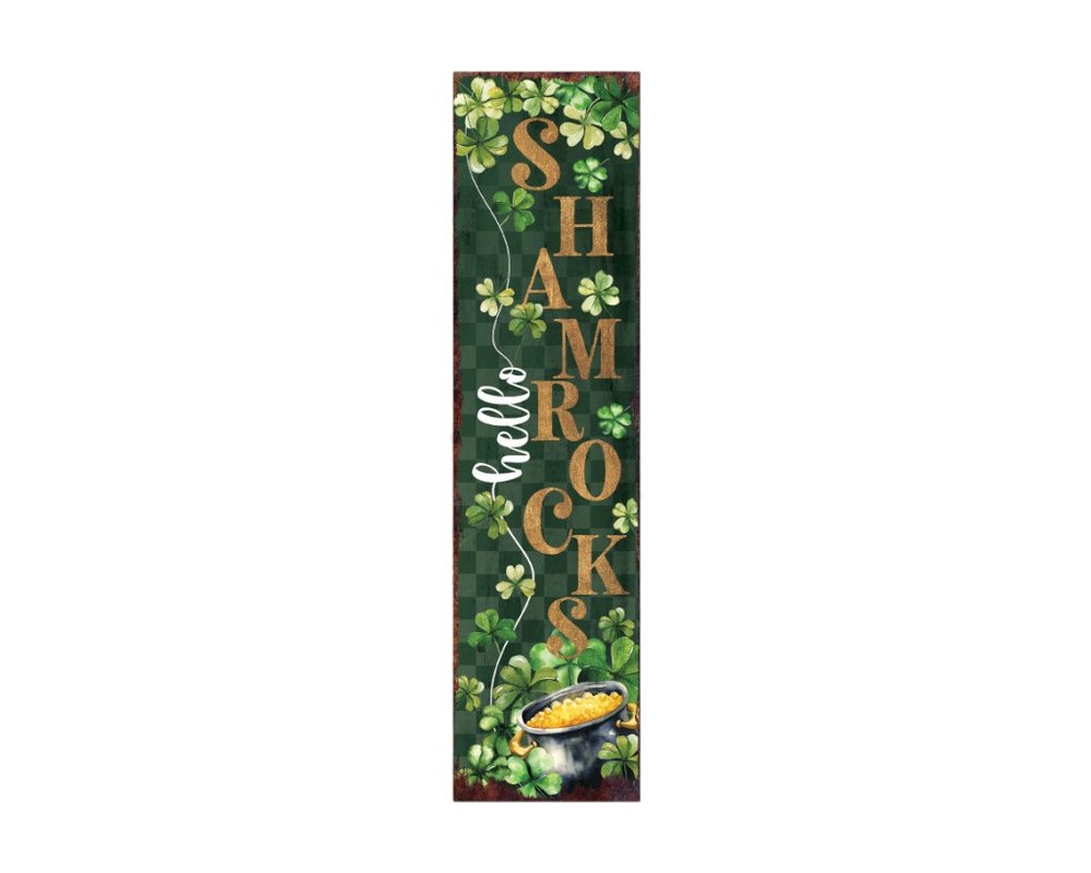 36" Black Gold And Green St Patrick's Day Solid Wood Porch Sign HomeRoots