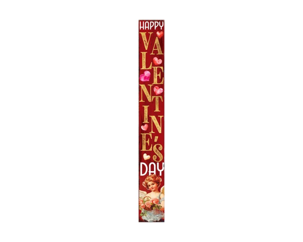 72" Red Gold And Pink Valentine's Day Solid Wood Porch Sign HomeRoots