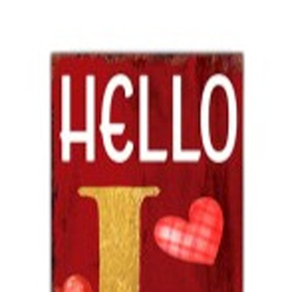 72" Red And Gold Solid Wood Hello Love Valentine's Day Porch Sign HomeRoots