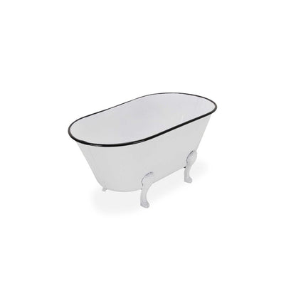 9" White White And Black Metal Hand Painted Decorative Tub HomeRoots