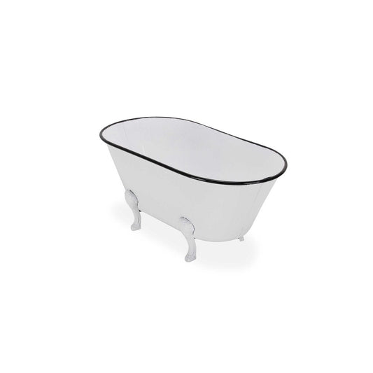 9" White White And Black Metal Hand Painted Decorative Tub HomeRoots