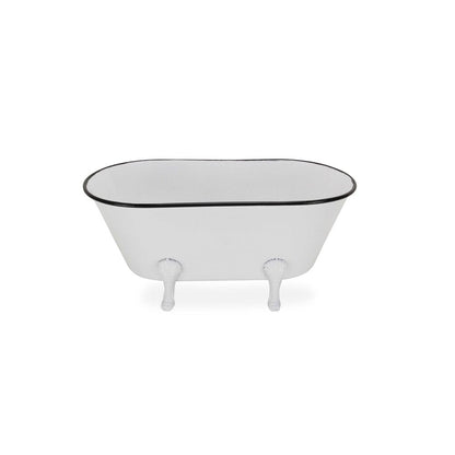9" White White And Black Metal Hand Painted Decorative Tub HomeRoots