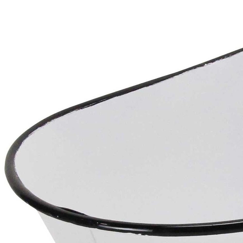 9" White White And Black Metal Hand Painted Decorative Tub HomeRoots