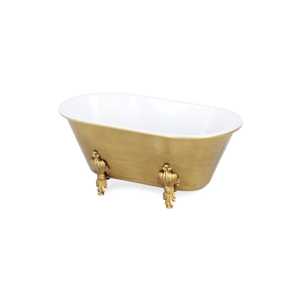 12" Gold And White Metal Hand Painted Decorative Tub HomeRoots