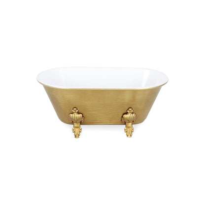 12" Gold And White Metal Hand Painted Decorative Tub HomeRoots