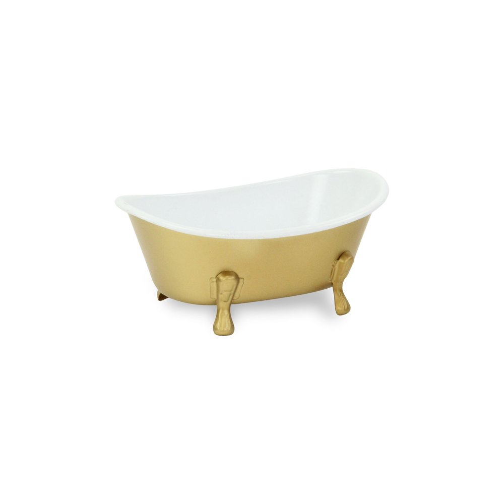 7" Gold And White Metal Hand Painted Decorative Tub HomeRoots