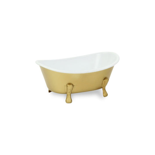 7" Gold And White Metal Hand Painted Decorative Tub HomeRoots