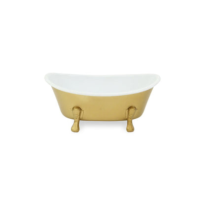 7" Gold And White Metal Hand Painted Decorative Tub HomeRoots