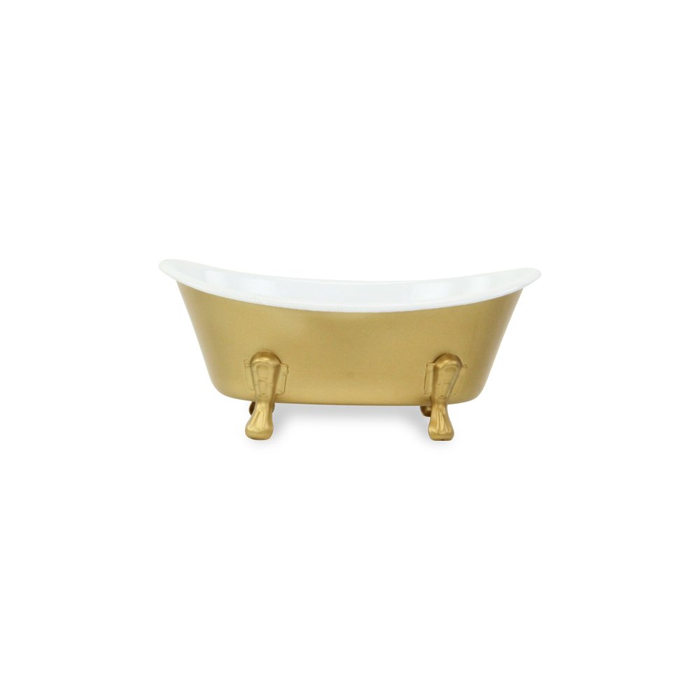 7" Gold And White Metal Hand Painted Decorative Tub HomeRoots