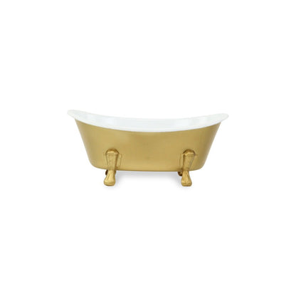 7" Gold And White Metal Hand Painted Decorative Tub HomeRoots