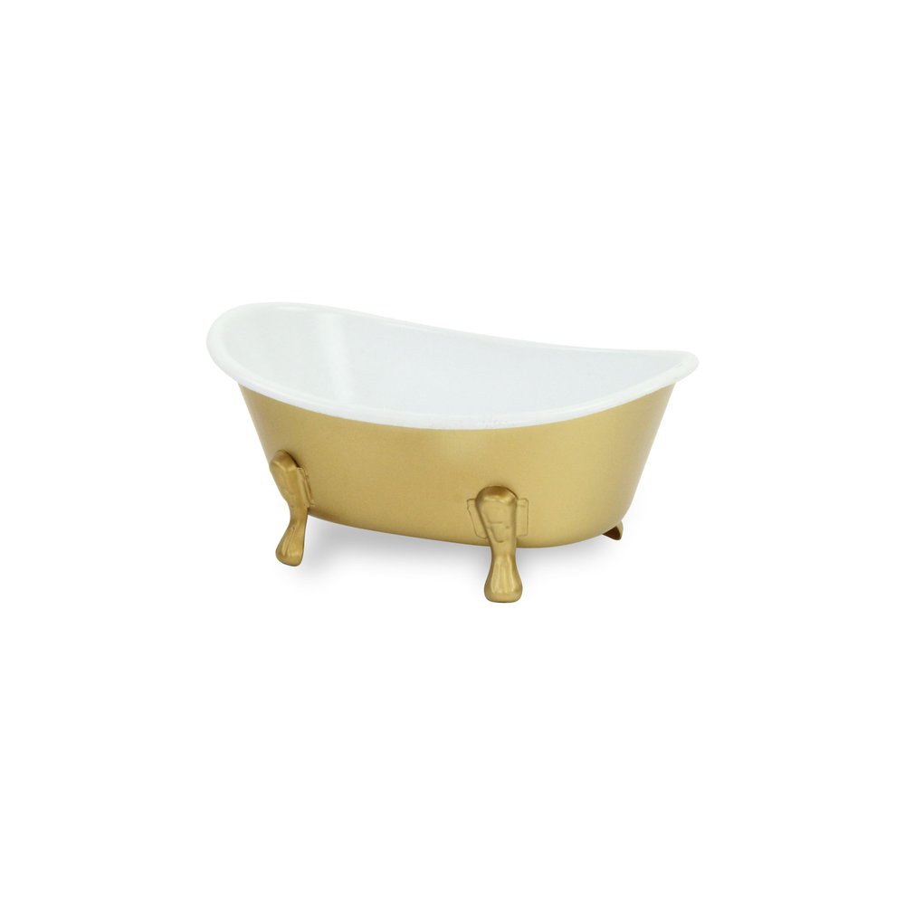 7" Gold And White Metal Hand Painted Decorative Tub HomeRoots