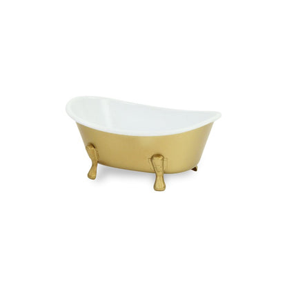 7" Gold And White Metal Hand Painted Decorative Tub HomeRoots