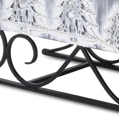 12" Gray Galvanized Metal Christmas Sleigh Tabletop Sculpture HomeRoots
