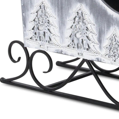 12" Gray Galvanized Metal Christmas Sleigh Tabletop Sculpture HomeRoots