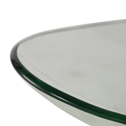 17" Clear And Black Glass And Metal Oval Decorative Bowl With Stand HomeRoots