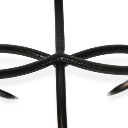 13" Clear And Black Glass And Metal Round Decorative Bowl With Stand