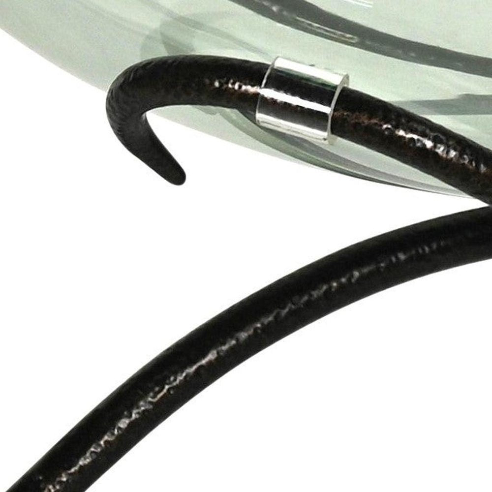 13" Clear And Black Glass And Metal Round Decorative Bowl With Stand HomeRoots
