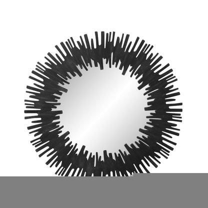 36" Black Wood Sunburst Framed Accent Mirror HomeRoots