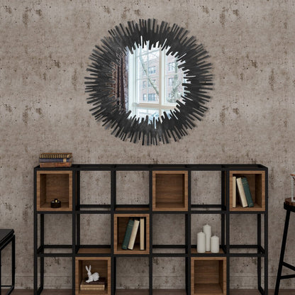 36" Black Wood Sunburst Framed Accent Mirror HomeRoots