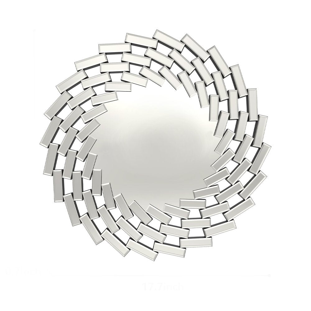 18" Silver Glass Sunburst Geometric Framed Accent Mirror HomeRoots