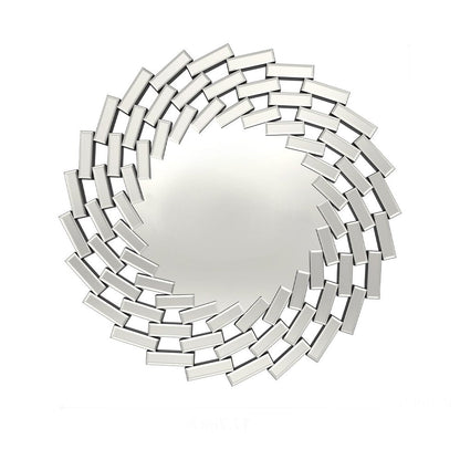 18" Silver Glass Sunburst Geometric Framed Accent Mirror HomeRoots