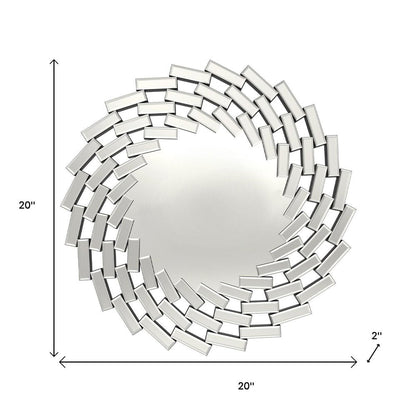 18" Silver Glass Sunburst Geometric Framed Accent Mirror HomeRoots