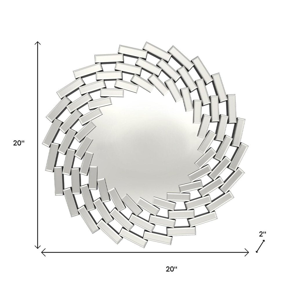 18" Silver Glass Sunburst Geometric Framed Accent Mirror — view 4