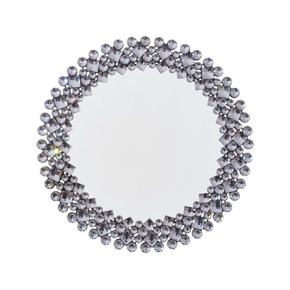 20" Silver Round Faux Crystal Bling Framed Accent Mirror HomeRoots