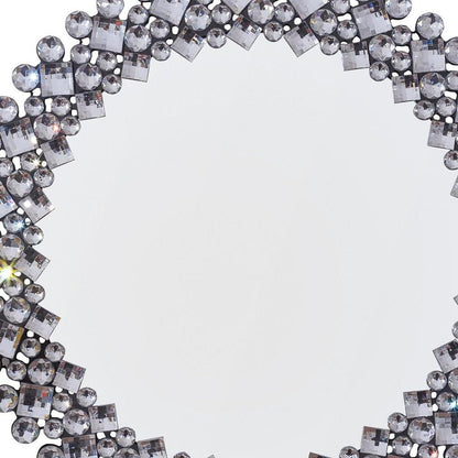 20" Silver Round Faux Crystal Bling Framed Accent Mirror HomeRoots