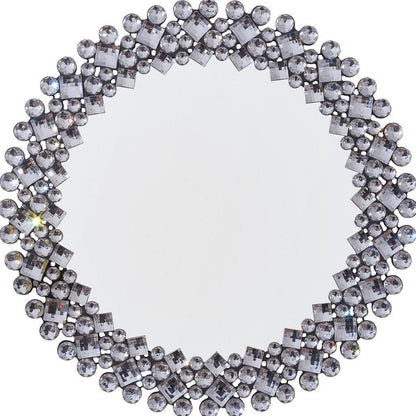 20" Silver Round Faux Crystal Bling Framed Accent Mirror HomeRoots