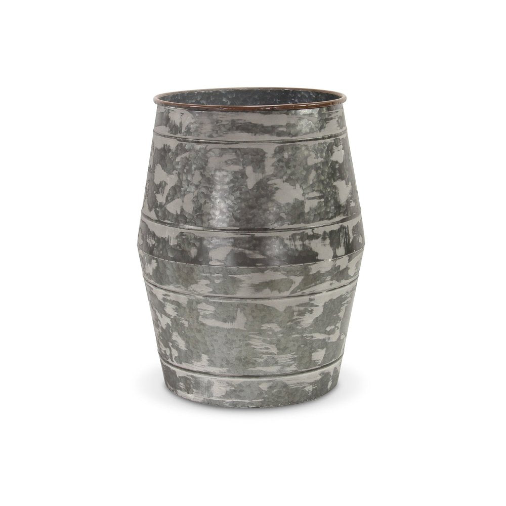 Set of Two Gray Galvanized Metal Cylinder Floor Vases HomeRoots