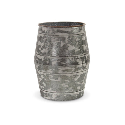 Set of Two Gray Galvanized Metal Cylinder Floor Vases HomeRoots