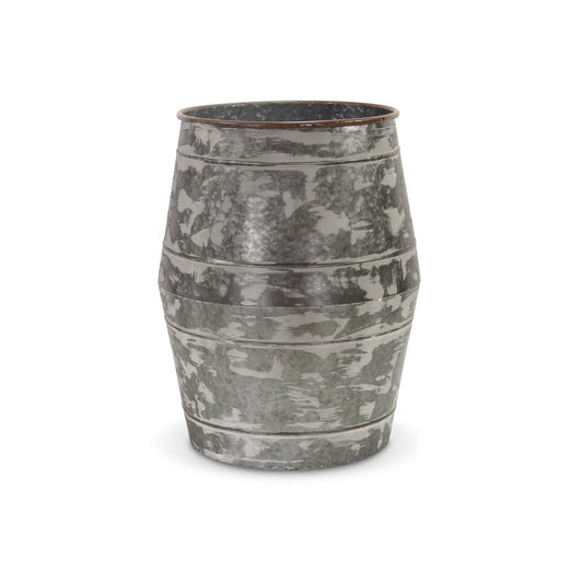 Set of Two Gray Galvanized Metal Cylinder Floor Vases HomeRoots