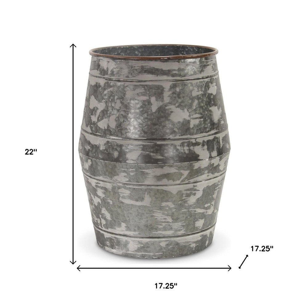 Set of Two Gray Galvanized Metal Cylinder Floor Vases HomeRoots