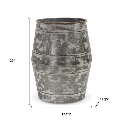 Set of Two Gray Galvanized Metal Cylinder Floor Vases HomeRoots