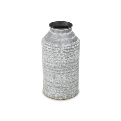 13" Gray Galvanized Metal Geometric Patterned Jug Vase HomeRoots