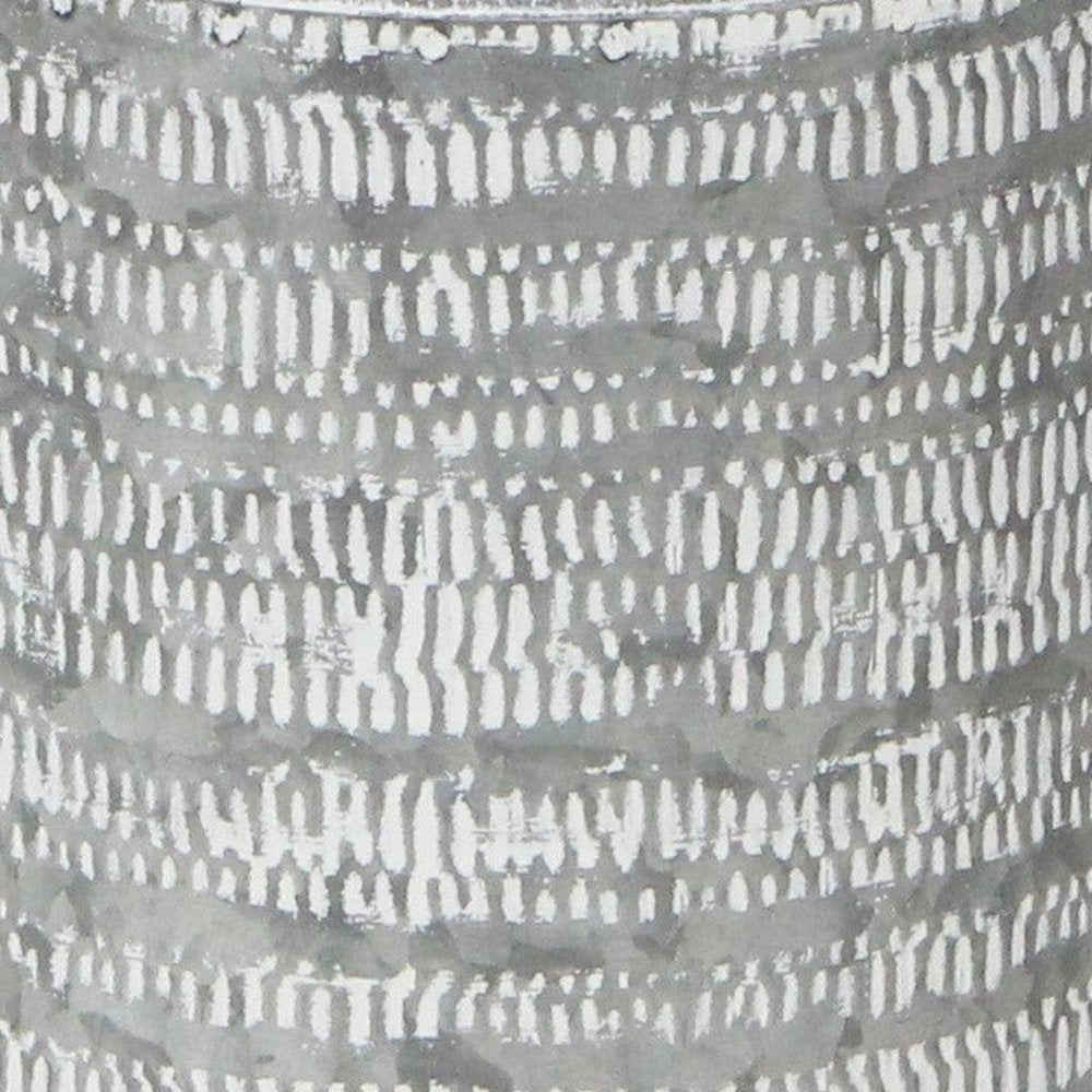 10" Gray Galvanized Metal Geometric Patterned Jug Vase HomeRoots