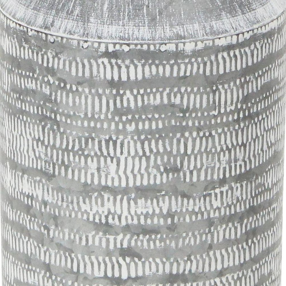 10" Gray Galvanized Metal Geometric Patterned Jug Vase HomeRoots