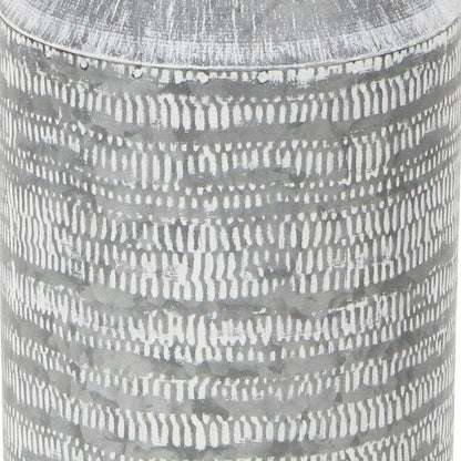 10" Gray Galvanized Metal Geometric Patterned Jug Vase HomeRoots