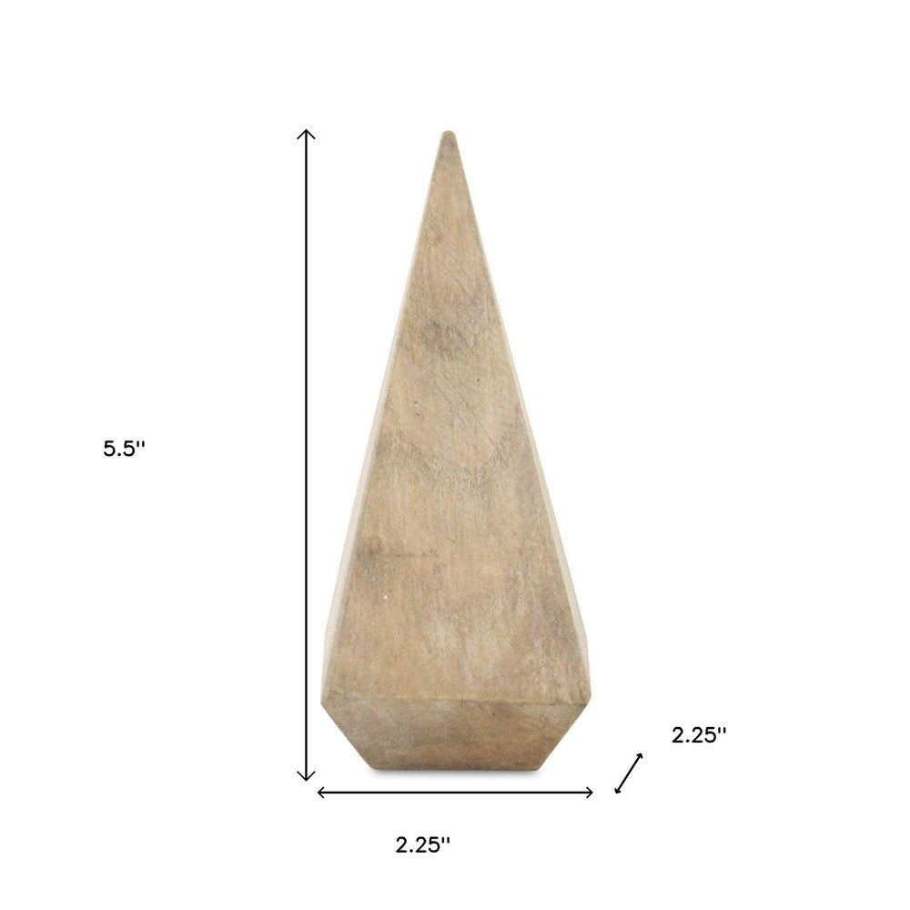 6" Natural Solid Wood Pyramid Decorative Sculpture HomeRoots