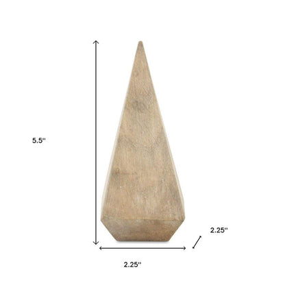 6" Natural Solid Wood Pyramid Decorative Sculpture HomeRoots