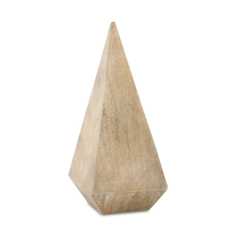 6" Natural Solid Wood Pyramid Decorative Sculpture HomeRoots